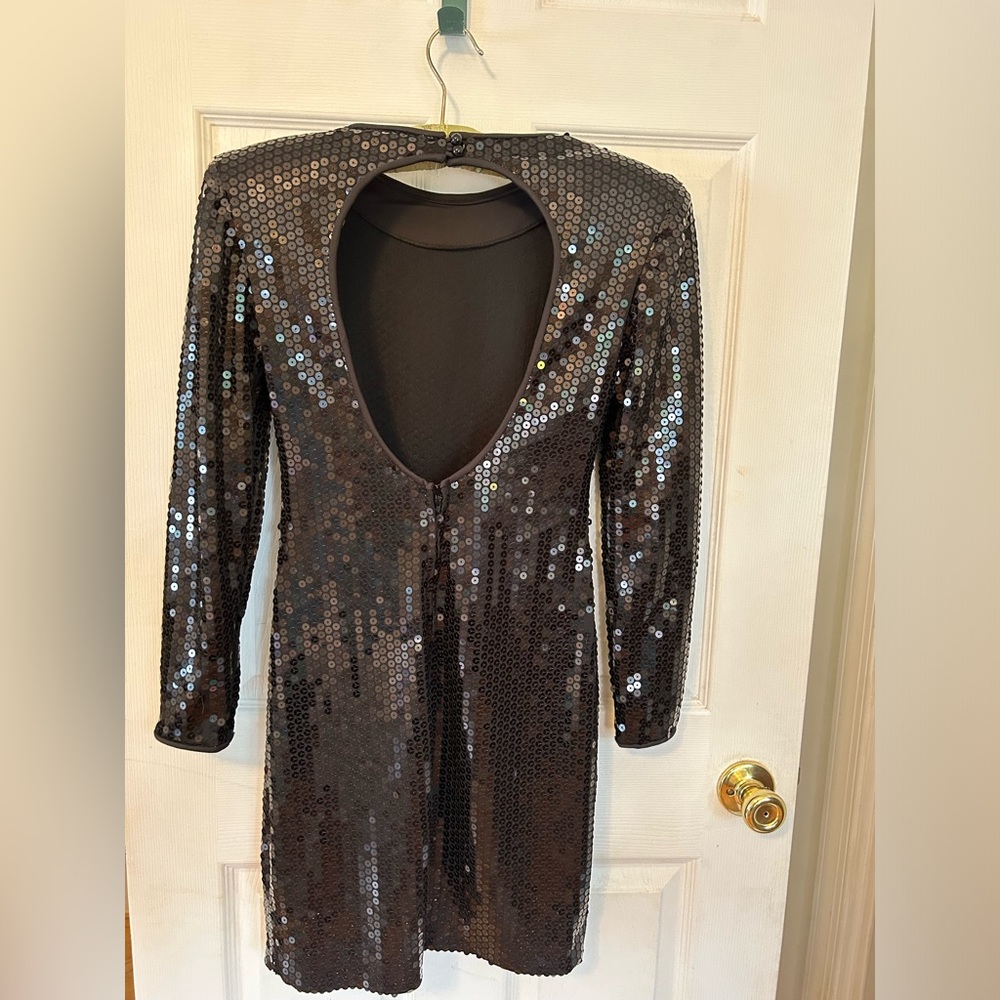 Sequin Cocktail Dress Vintage Little Black Dress Mini Small S XS Mini Prom Dress